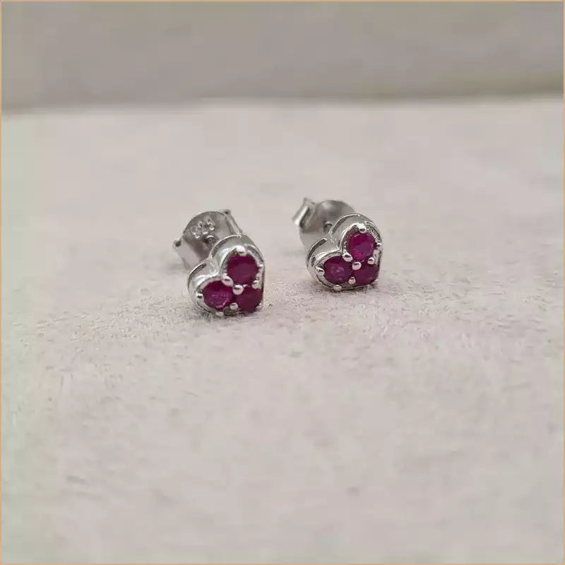 Boucles d’oreilles coeur en rubis “EI1257.R”