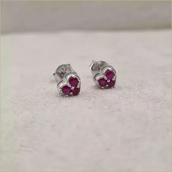 Boucles d’oreilles coeur en rubis “EI1257.R”