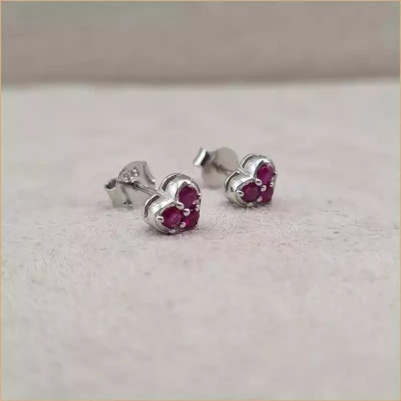 Boucles d’oreilles coeur en rubis “EI1257.R”