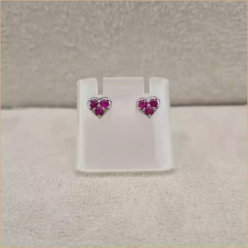Boucles d’oreilles coeur en rubis “EI1257.R”