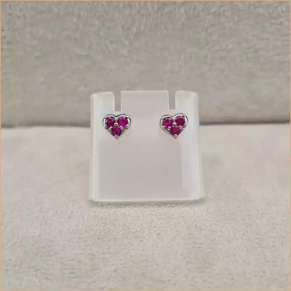 Boucles d’oreilles coeur en rubis “EI1257.R”