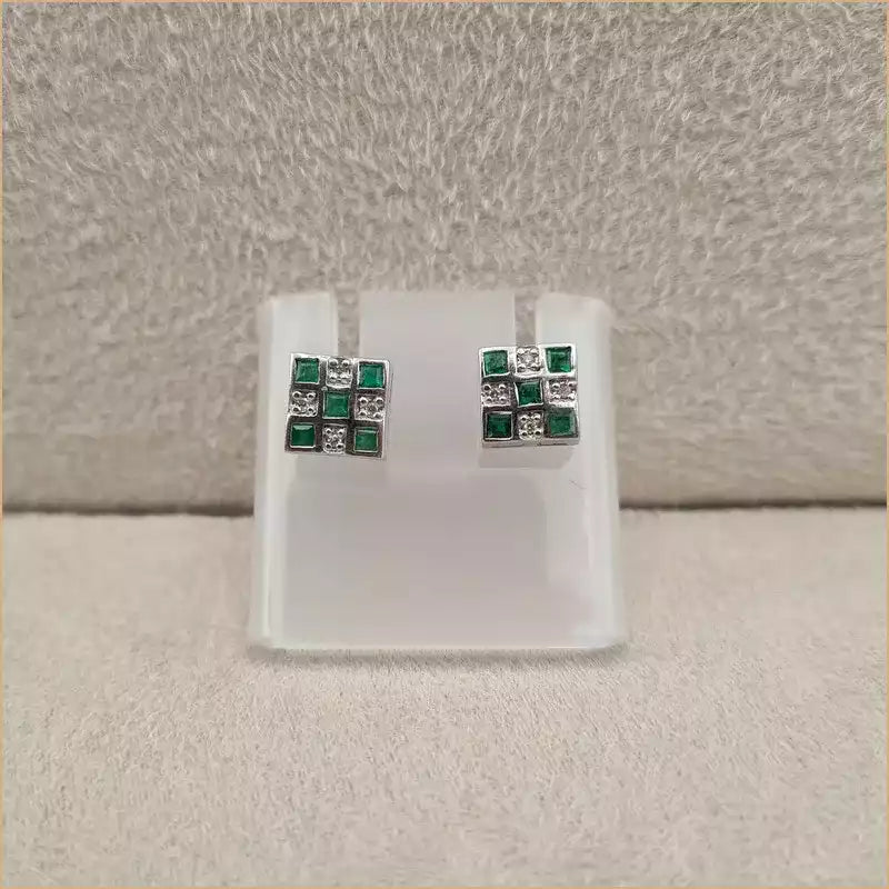 Boucles d’oreilles carrées en émeraude “EI1261.E”