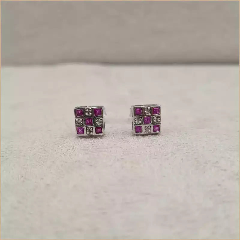 Boucles d’oreilles carrées en rubis “EI1261.R”