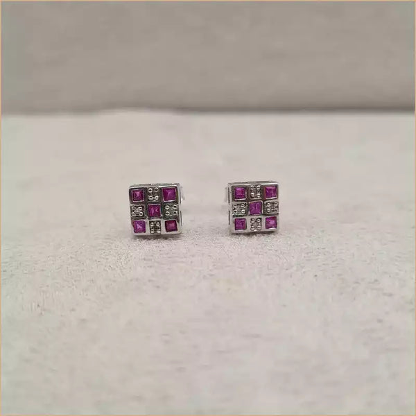 Boucles d’oreilles carrées en rubis “EI1261.R”