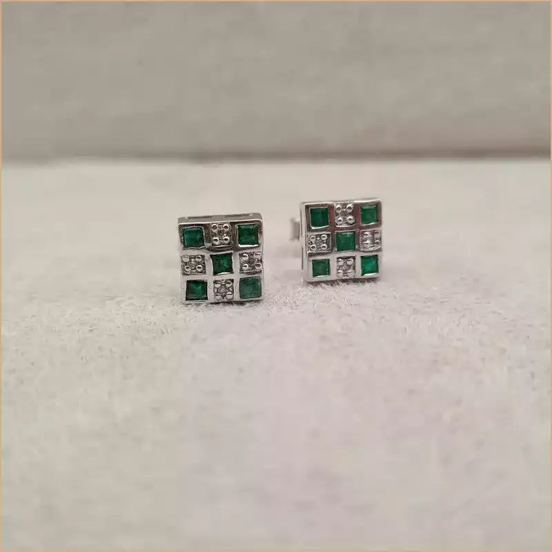 Boucles d’oreilles carrées en émeraude “EI1261.E”