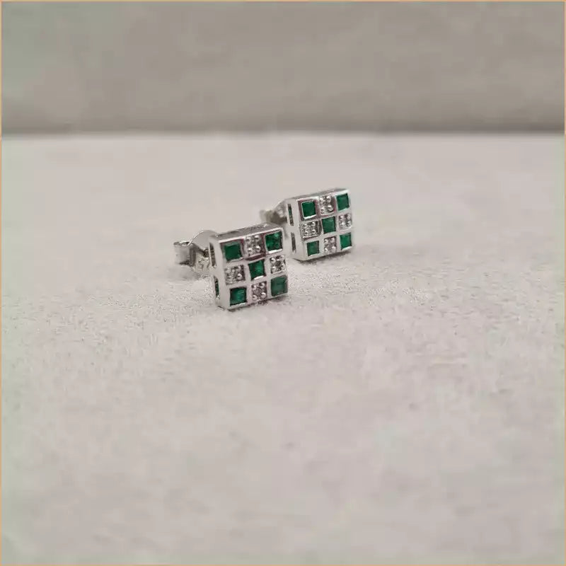 Boucles d’oreilles carrées en émeraude “EI1261.E”