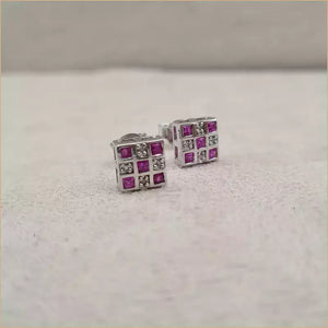 Boucles d’oreilles carrées en rubis “EI1261.R”