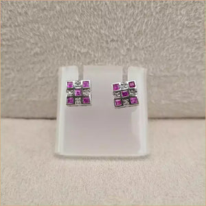 Boucles d’oreilles carrées en rubis “EI1261.R”