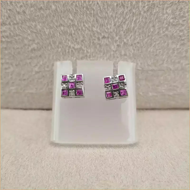 Boucles d’oreilles carrées en rubis “EI1261.R”