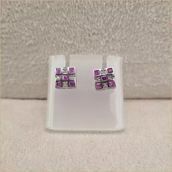 Boucles d’oreilles carrées en rubis “EI1261.R”