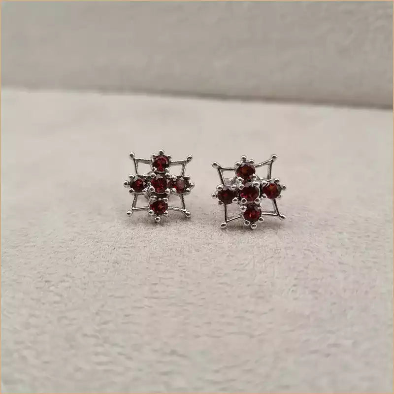 Boucles d’oreilles croix en grenat “EI1273.G”