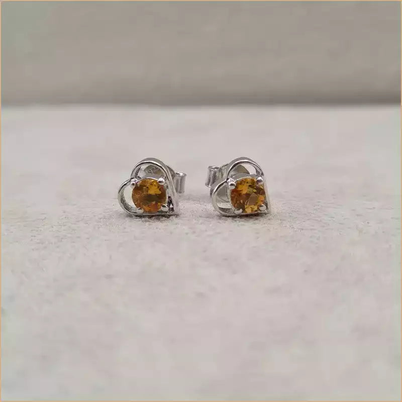 Boucles d’oreilles coeur en citrine “EI1278.C”
