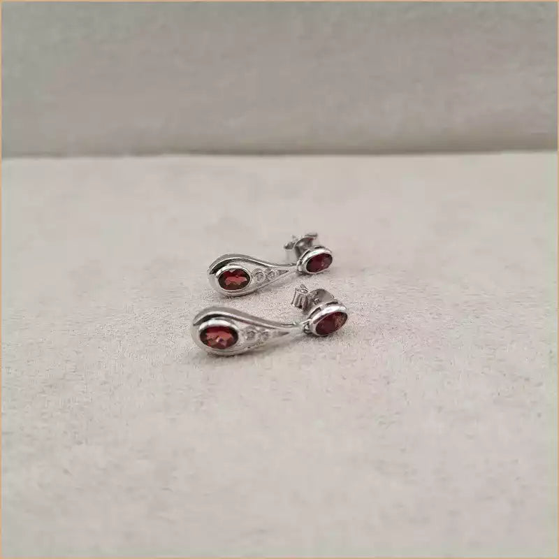 Boucles d'oreilles pendantes en grenat "EI1294.G"