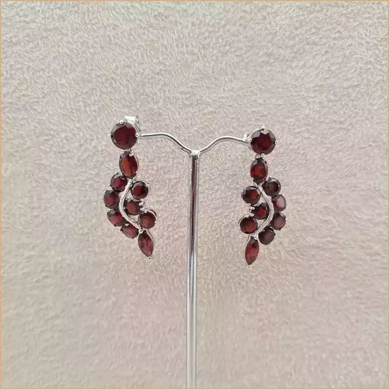 Boucles d'oreilles en grenat taillé "EI1302.G"