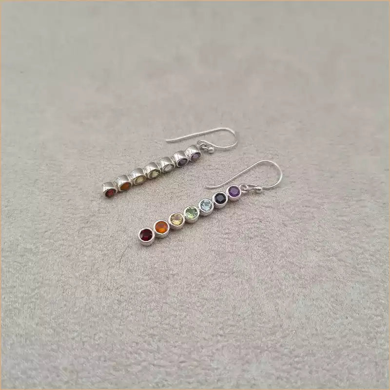 Boucles d'oreilles verticales 7 chakras "EI1304.M"