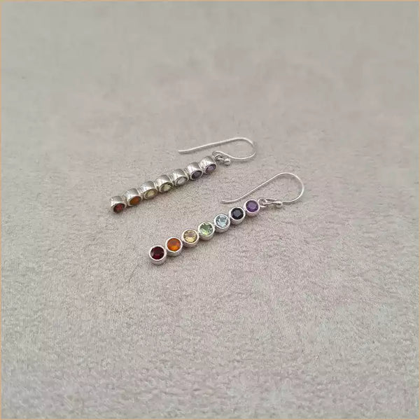 Boucles d'oreilles verticales 7 chakras "EI1304.M"