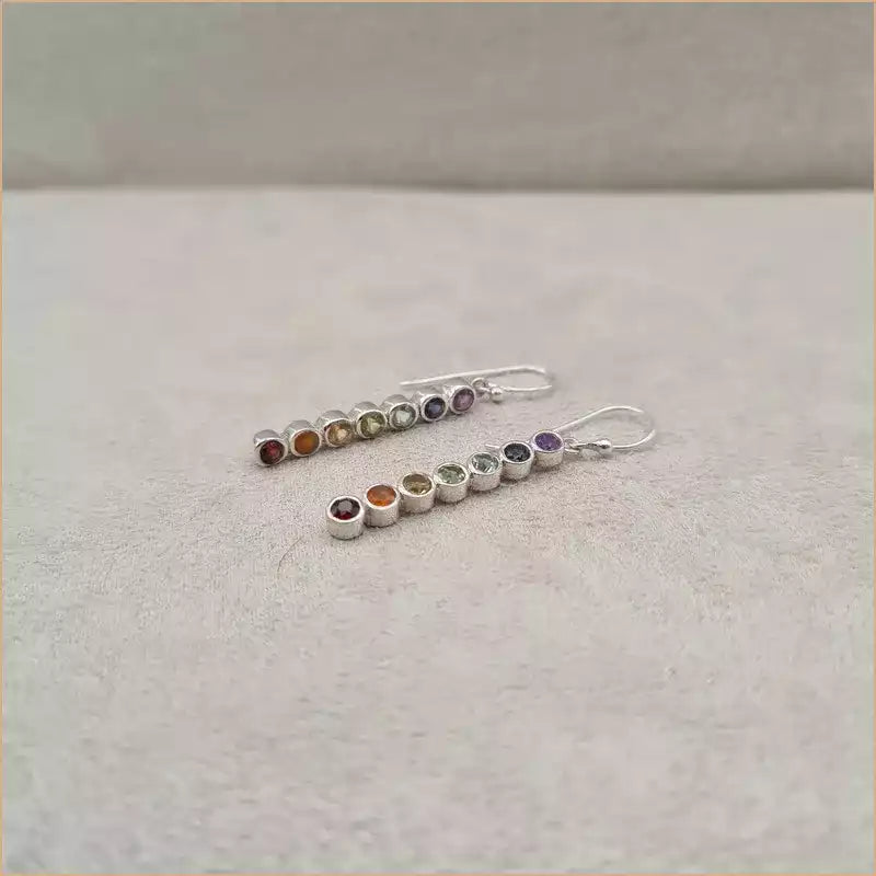 Boucles d'oreilles verticales 7 chakras "EI1304.M"