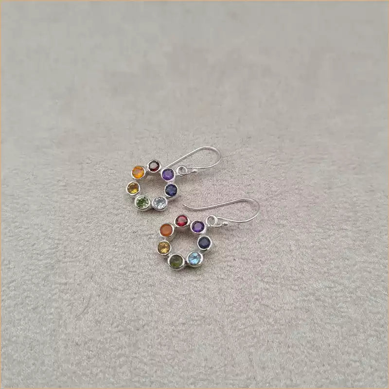 Boucles d'oreilles fleurs 7 chakras "EI1305.M"
