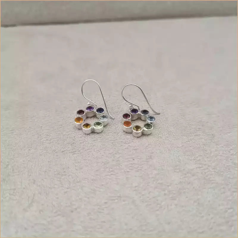 Boucles d'oreilles fleurs 7 chakras "EI1305.M"