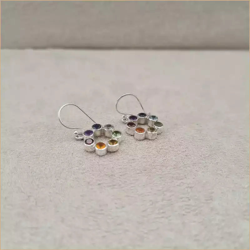 Boucles d'oreilles fleurs 7 chakras "EI1305.M"