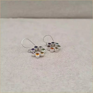 Boucles d'oreilles fleurs 7 chakras "EI1305.M"