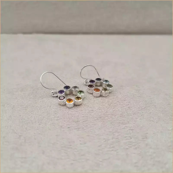 Boucles d'oreilles fleurs 7 chakras "EI1305.M"