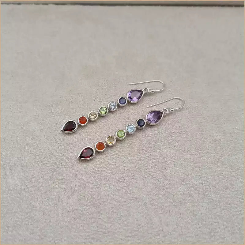 Boucles d'oreilles verticales 7 chakras "EI1306.M"