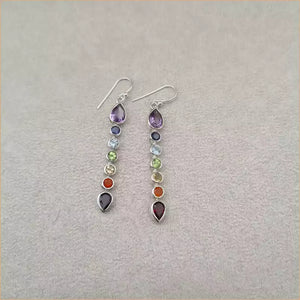 Boucles d'oreilles verticales 7 chakras "EI1306.M"