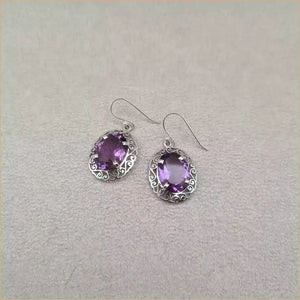 Boucles d'oreilles ethniques en améthyste "EI1307.A"