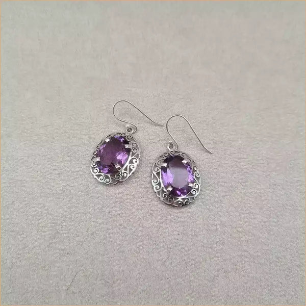 Boucles d'oreilles ethniques en améthyste "EI1307.A"