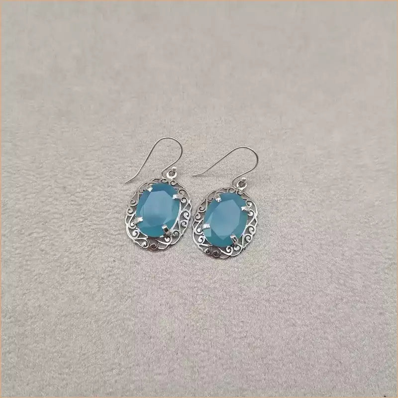Boucles d’oreilles ethniques en calcédoine “EI1307.B”
