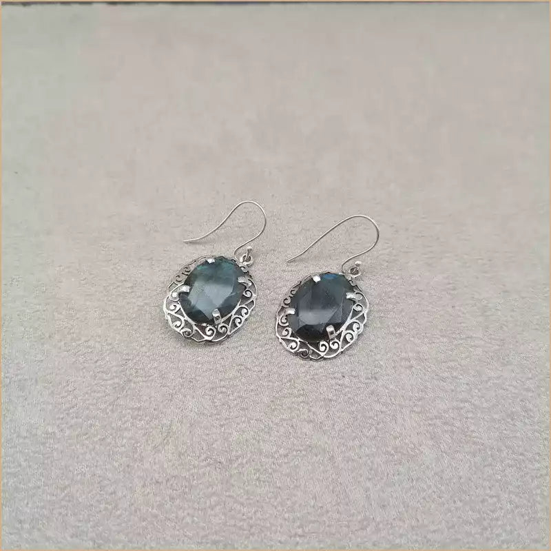 Boucles d’oreilles ethniques en labradorite “EI1307.L”