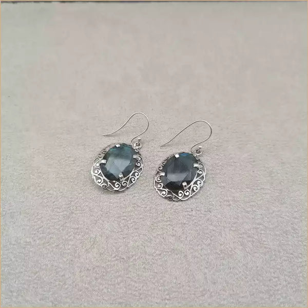 Boucles d’oreilles ethniques en labradorite “EI1307.L”