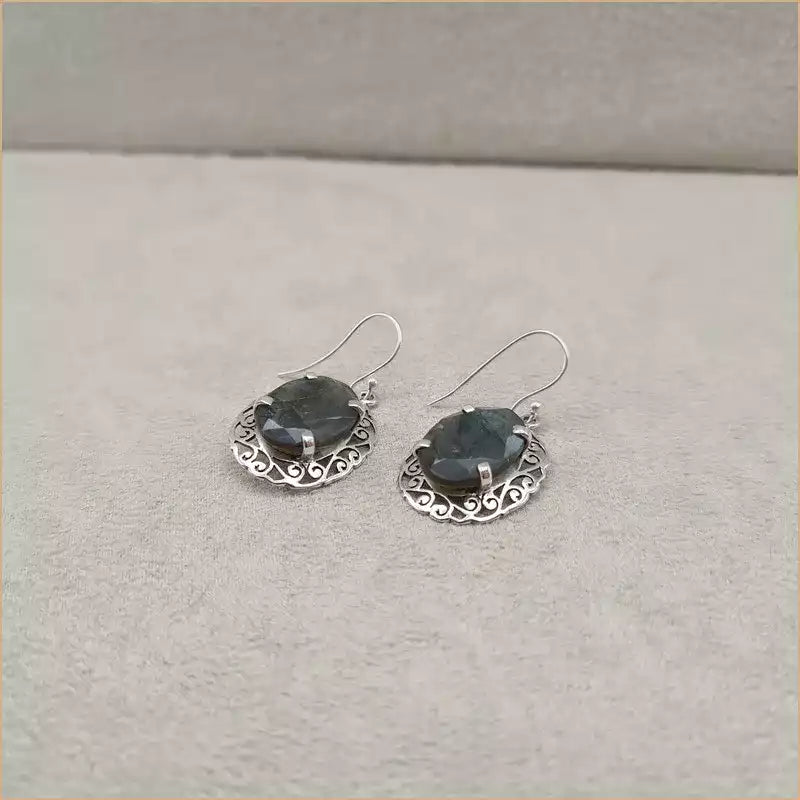 Boucles d’oreilles ethniques en labradorite “EI1307.L”