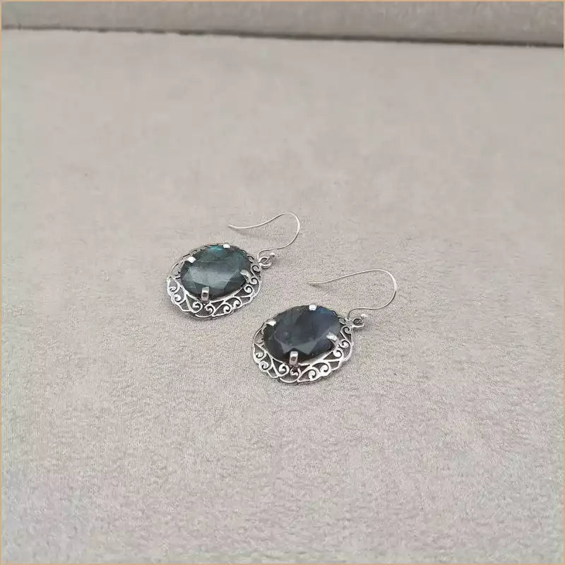 Boucles d’oreilles ethniques en labradorite “EI1307.L”