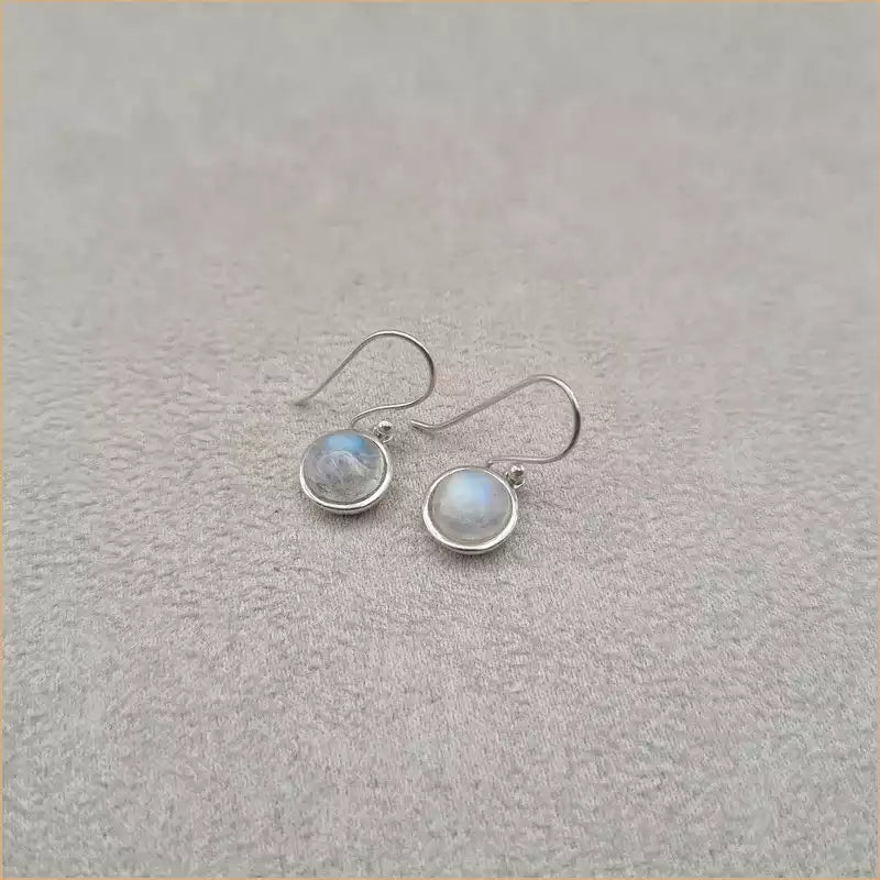 Boucles d’oreilles rondes en pierre de lune “EI1309.P”