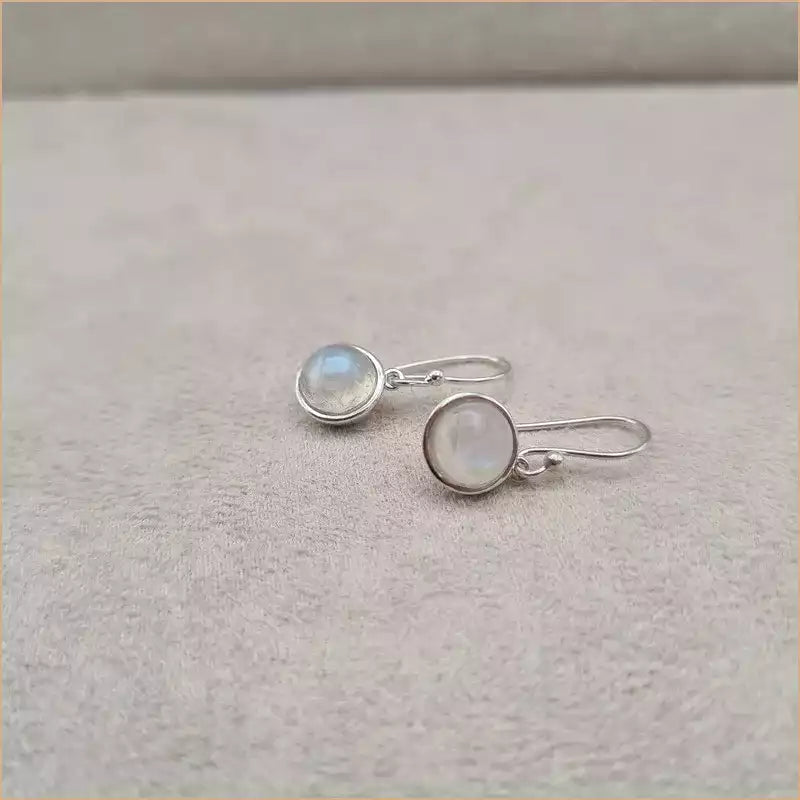 Boucles d’oreilles rondes en pierre de lune “EI1309.P”