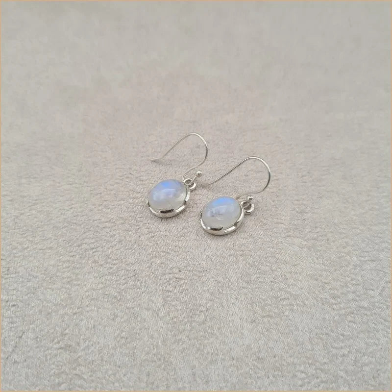 Boucles d'oreilles rondes en pierre de lune "EI1311.P"