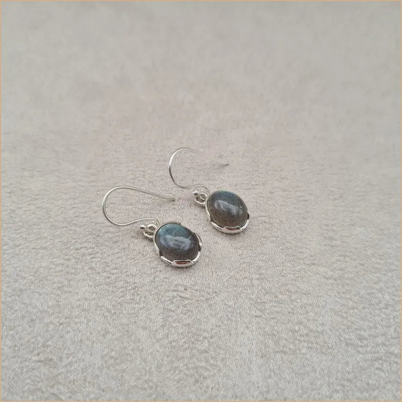 Boucles d'oreilles rondes en labradorite "EI1311.L"
