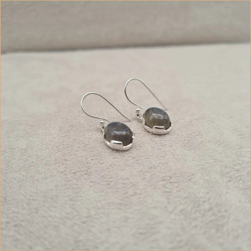 Boucles d'oreilles rondes en labradorite "EI1311.L"