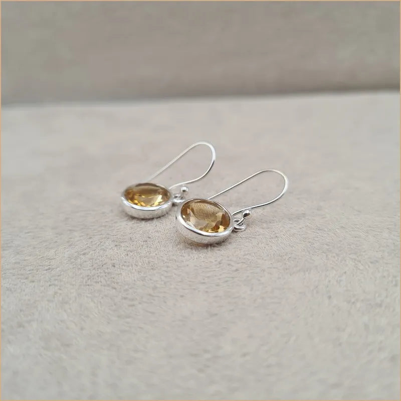 Boucles d'oreilles rondes en citrine "EI1313.C"