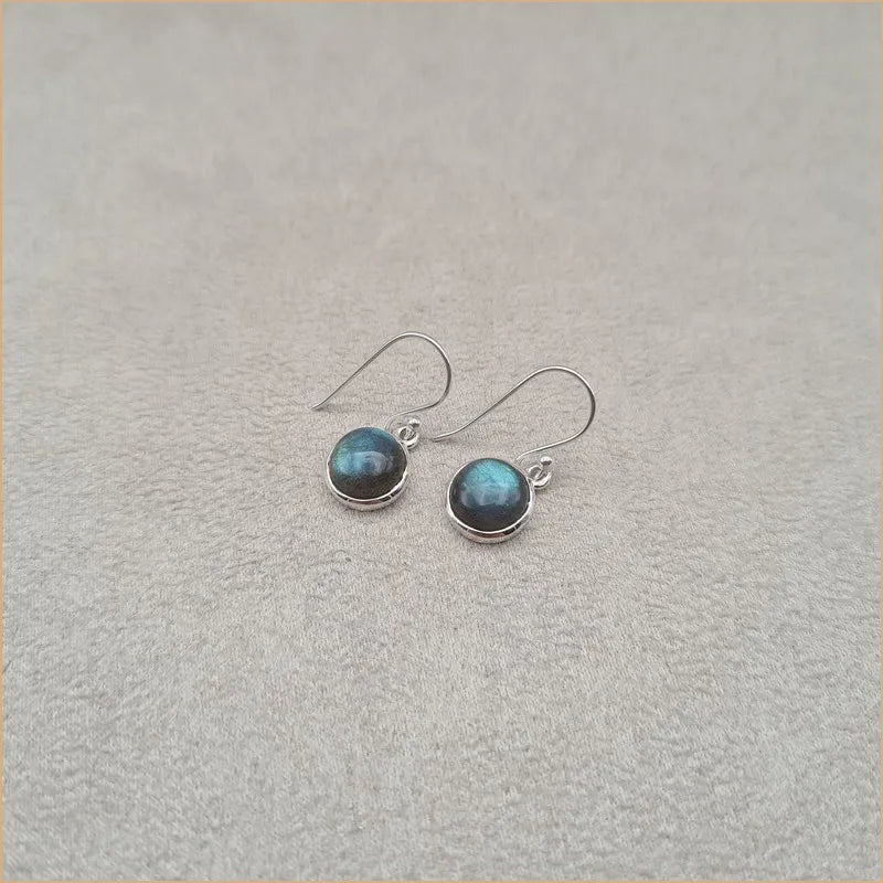 Boucles d'oreilles rondes en labradorite "EI1313.L"