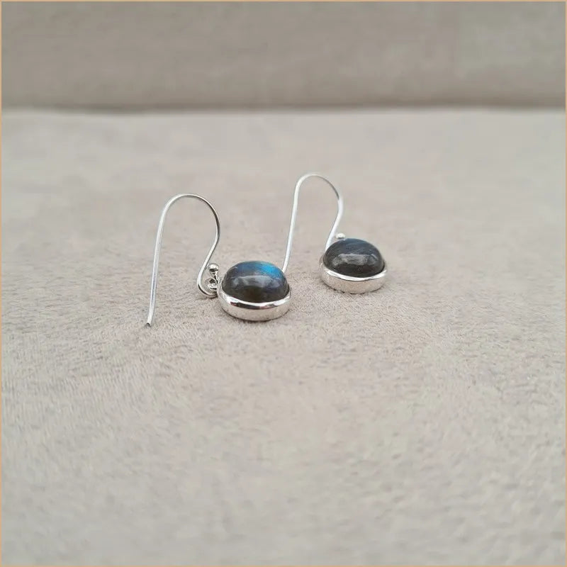 Boucles d'oreilles rondes en labradorite "EI1313.L"