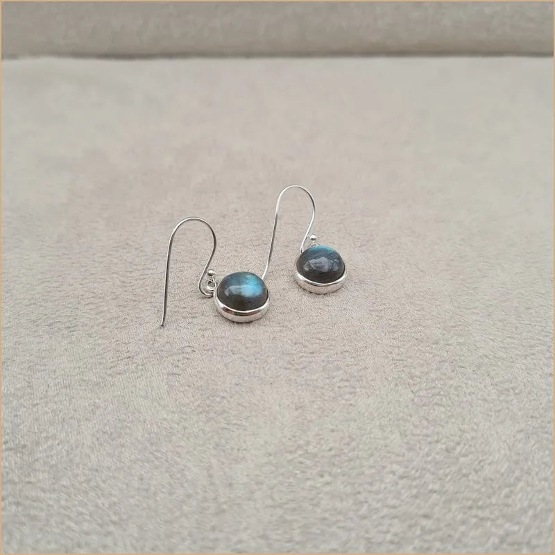 Boucles d'oreilles rondes en labradorite "EI1313.L"