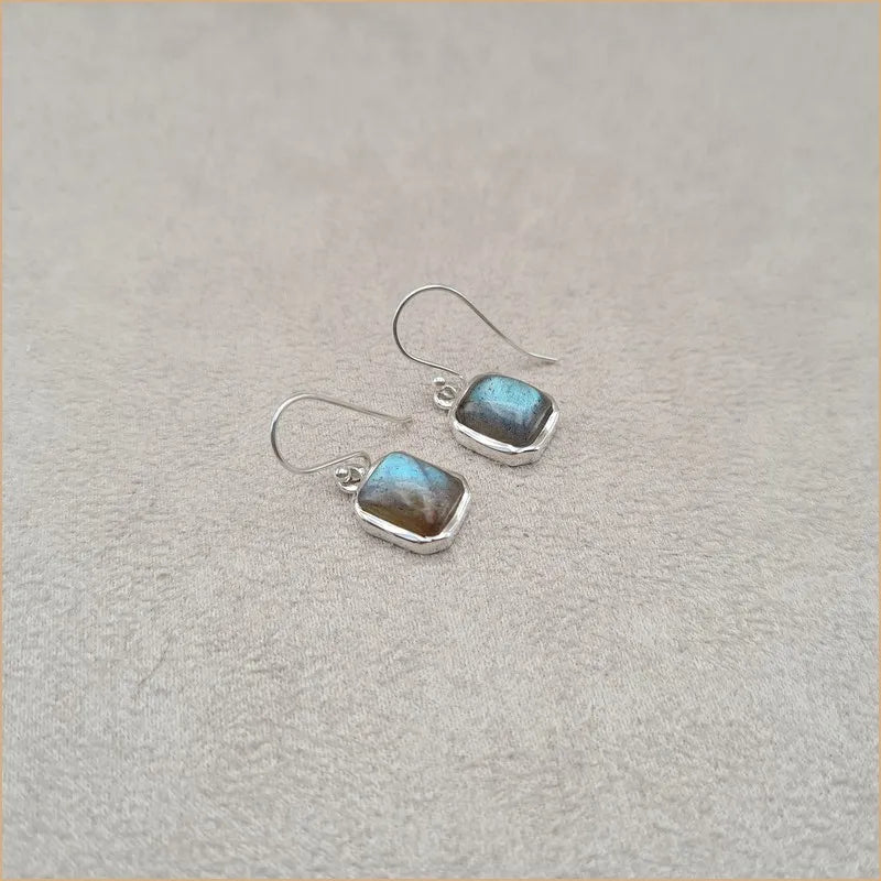 Boucles d'oreilles carrées en labradorite "EI1315.L"