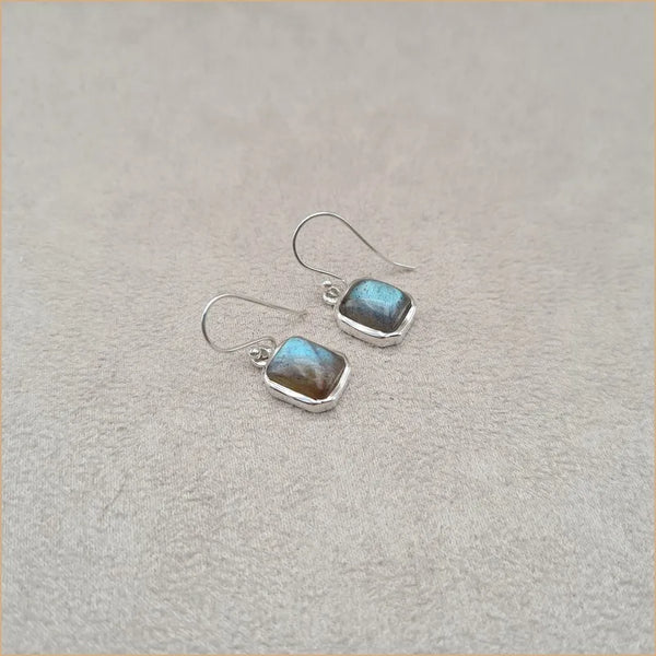 Boucles d'oreilles carrées en labradorite "EI1315.L"