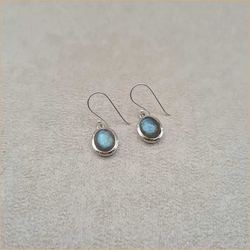 Boucles d'oreilles rondes en labradorite "EI1317.L"