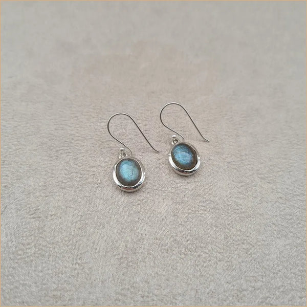 Boucles d'oreilles rondes en labradorite "EI1317.L"