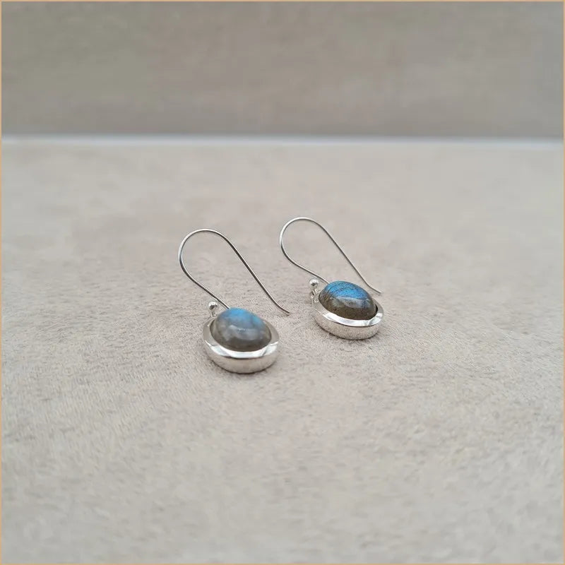 Boucles d'oreilles rondes en labradorite "EI1317.L"