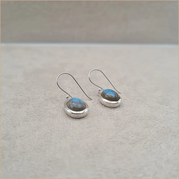 Boucles d'oreilles rondes en labradorite "EI1317.L"